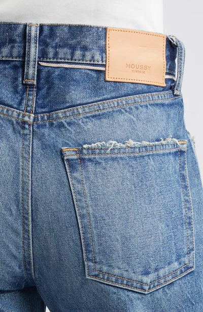 Shop Moussy Foxwood Straight Leg Ankle Jeans In Blue