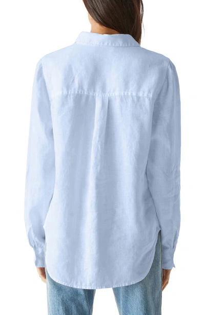 Michael Stars Spencer Linen Button Down Top In Water