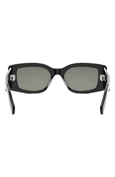 Shop Celine Triomphe 53mm Rectangular Sunglasses In Shiny Black / Smoke
