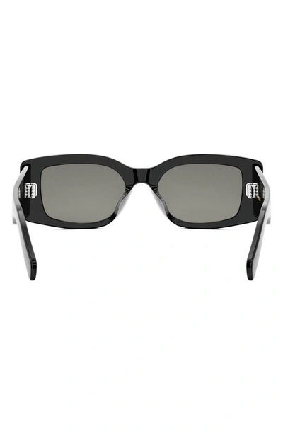 Celine Triomphe Acetate Rectangle Sunglasses In Shiny Black / Smoke