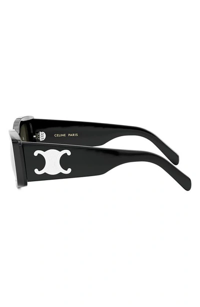 Celine Triomphe Acetate Rectangle Sunglasses In Shiny Black / Smoke