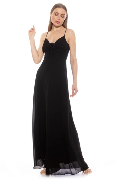 Shop Alexia Admor Layla Rosette Maxi Dress In Black