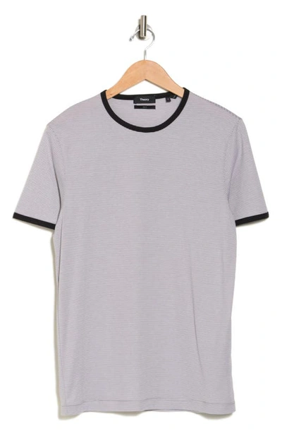 Shop Theory Stripe Ringer T-shirt In Force Grey/ White
