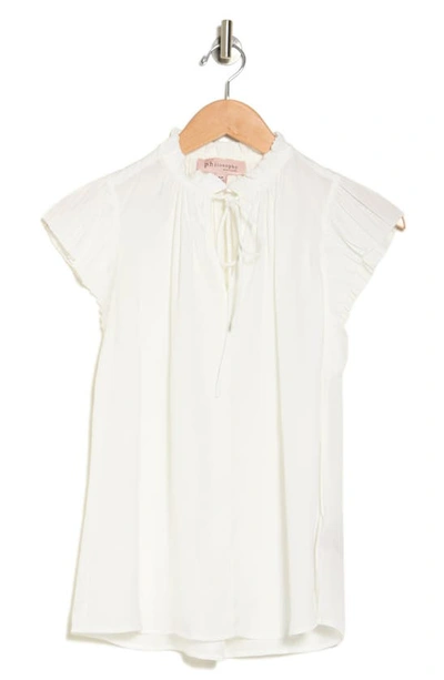 Shop Philosophy Republic Clothing Ruffle Tie Neck Top In White