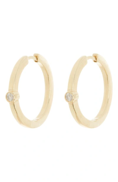 Shop Meshmerise Bezel Set Diamond Hoop Earrings In Yellow