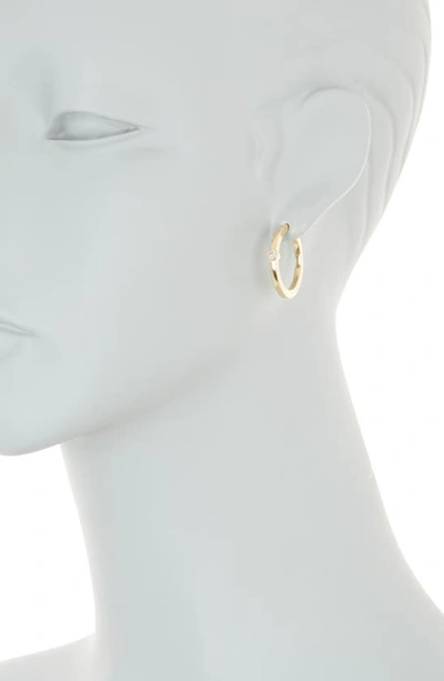 Shop Meshmerise Bezel Set Diamond Hoop Earrings In Yellow
