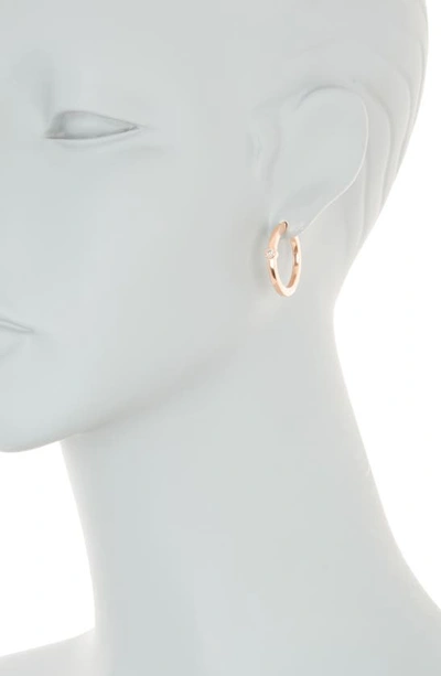 Shop Meshmerise Bezel Set Diamond Hoop Earrings In Rose