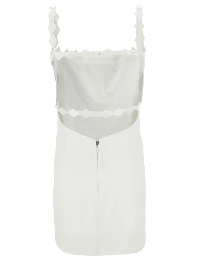 Shop Attico 'rue' Mini Milk White Dress With Rhombus Sequins In Rayon Woman