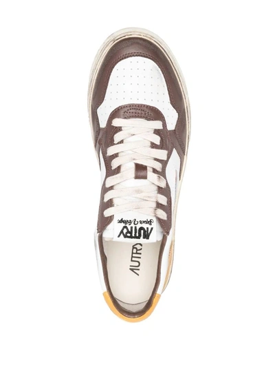 Shop Autry Super Vintage Sneakers With Colour-block Design In Brown