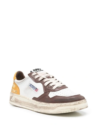 Shop Autry Super Vintage Sneakers With Colour-block Design In Brown
