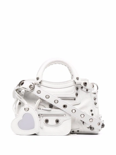 Shop Balenciaga Neo Cagole Xs Leather Handbag In White