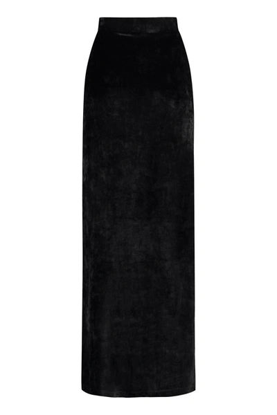 Shop Balenciaga Velvet Long Skirt In Black