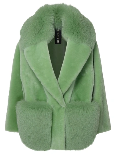Shop Blancha ® Green Leather Fur Coat