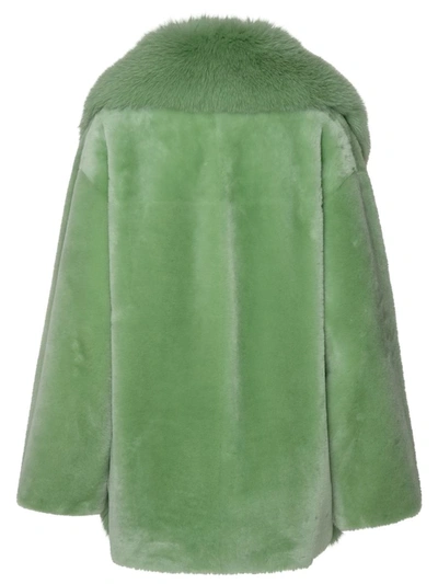 Shop Blancha ® Green Leather Fur Coat