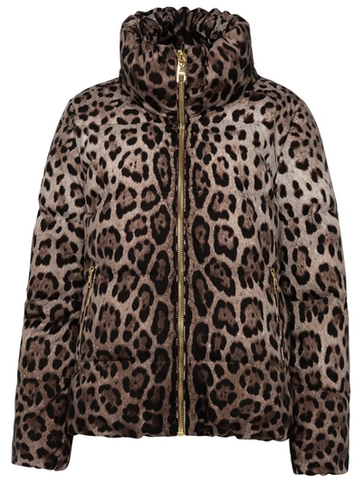 Shop Dolce & Gabbana Two-tone Polyester Down Jacket In Brown