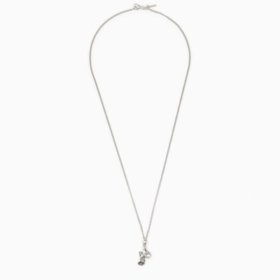 Shop Emanuele Bicocchi Rose And Pearl Necklace In Metal