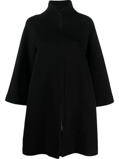 Gianluca Capannolo Synthetic Fibers Coat In Black