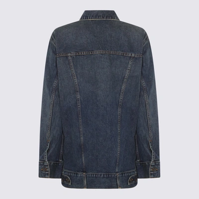 Shop Khaite Dark Blue Cotton Denim Jacket In Archer