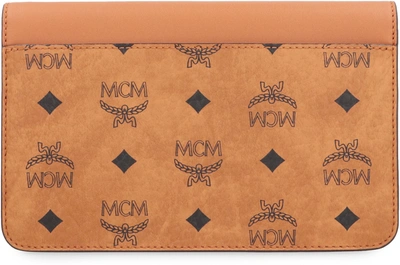 Shop Mcm Diamond Visetos Shoulder Bag In Saddle Brown