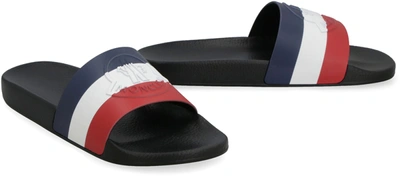 Shop Moncler Basile Rubber Slides In Black