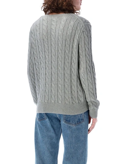 Shop Polo Ralph Lauren Cable Knit Sweater In Grey Heather