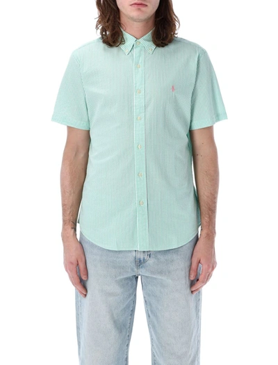 Shop Polo Ralph Lauren Seersucker Shirt In Keywest Green White