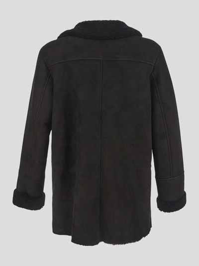 Shop Salvatore Santoro Shearling Double-breasted Jacket In Black