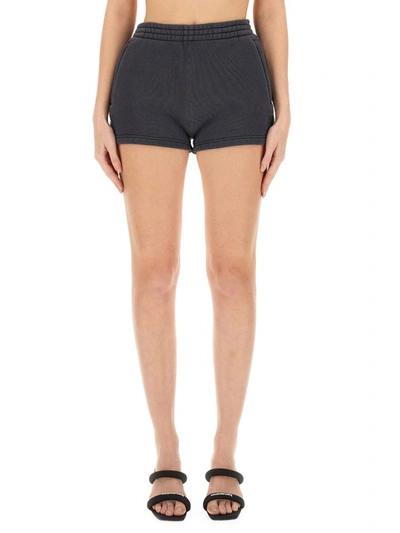 Alexander Wang T T By Alexander Wang Shorts With Embossed Logo In Charcoal