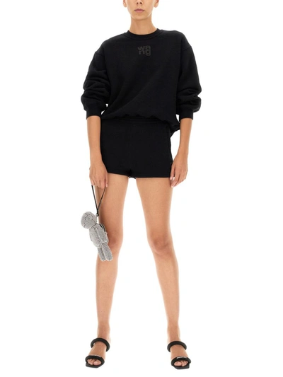 Shop Alexander Wang T T By Alexander Wang Shorts With Embossed Logo In Black