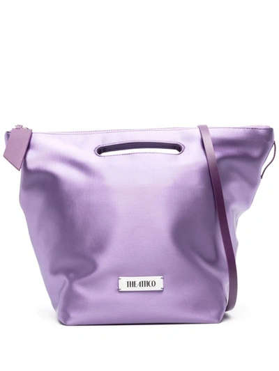 Shop Attico The  Logo-plaque Satin-finish Tote Bag In Pink & Purple