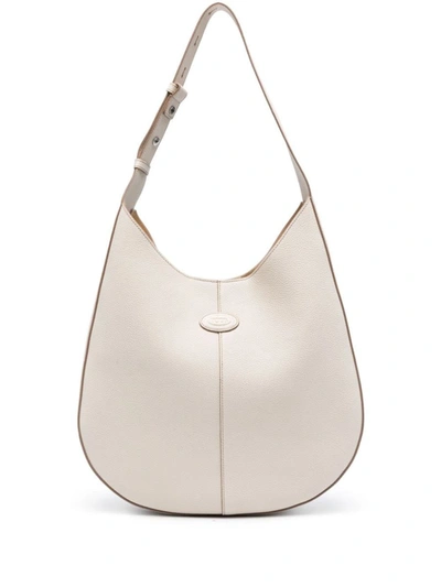 Shop Tod's Bi Small Leather Hobo Bag In White