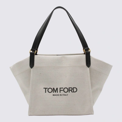 Shop Tom Ford Rope And Black Canvas And Leather Tote Bag In Rope/black