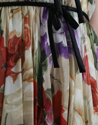 Shop Dolce & Gabbana Floral Elegance Silk Chiffon Mini Women's Dress In Beige Floral Pattern