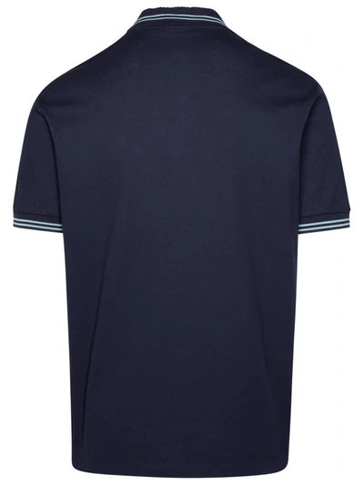 Shop Versace 'medusa' Blue Cotton Polo Shirt In Navy