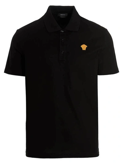 Shop Versace 'medusa' Polo Shirt In Black