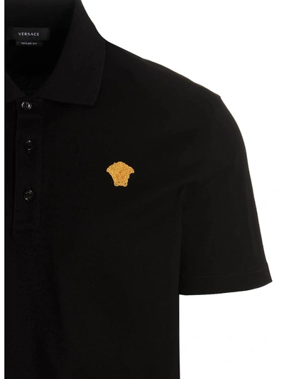 Shop Versace 'medusa' Polo Shirt In Black