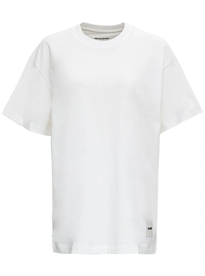 Shop Jil Sander White T-shirt Three-pack In Cotton With Logo Patch At The Bottom  Man