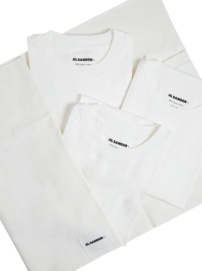 Shop Jil Sander White T-shirt Three-pack In Cotton With Logo Patch At The Bottom  Man