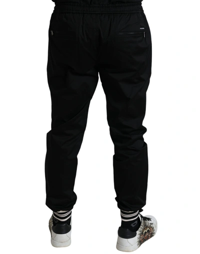 Shop Dolce & Gabbana Sleek Skinny Cotton Jogger Men's Pants In Black