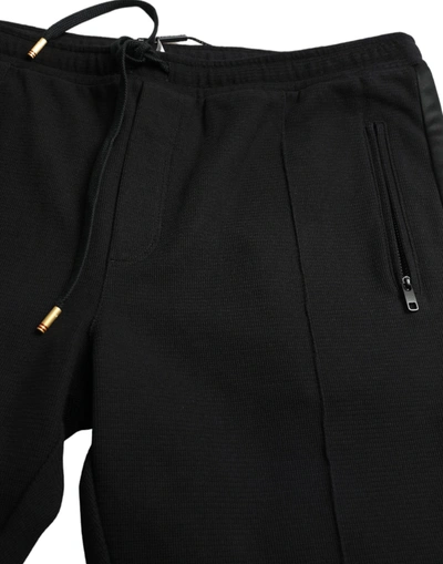 Shop Dolce & Gabbana Elegant Black Cotton Blend Jogger Men's Pants