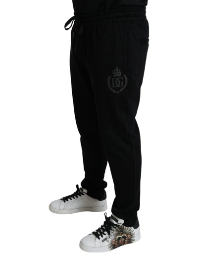 Shop Dolce & Gabbana Black Dg Logo Skinny Jogger Sweatmen's Men's Pants