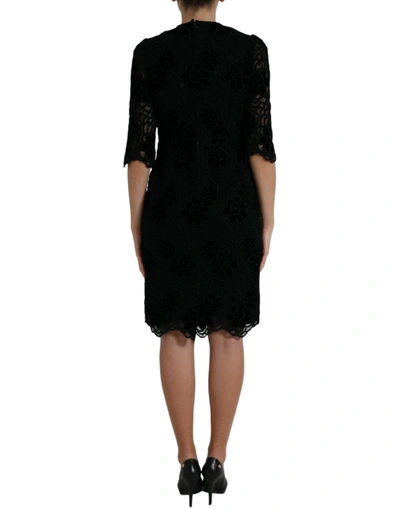 Shop Dolce & Gabbana Elegant Floral Lace Sheath Women's Dress In Black