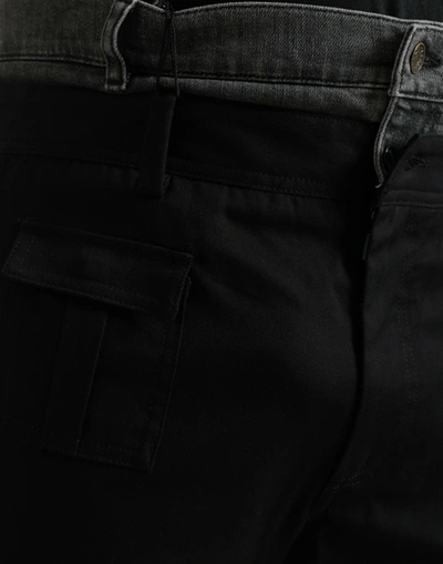 Shop Dolce & Gabbana Black Gray Slim Cotton Denim Jeans Men's Pants In Black And Gray