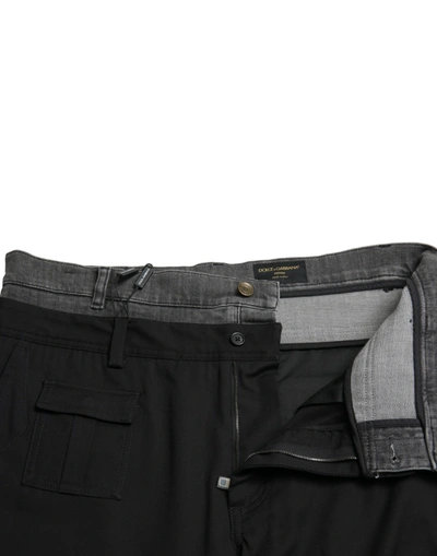 Shop Dolce & Gabbana Black Gray Slim Cotton Denim Jeans Men's Pants In Black And Gray