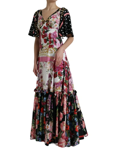 Shop Dolce & Gabbana Elegant Floral Silk Maxi Women's Dress In Multicolor