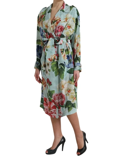 Shop Dolce & Gabbana Elegant Floral Silk Trench Women's Jacket In Multicolor