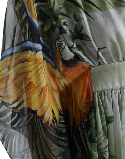 Shop Dolce & Gabbana Elegant Jungle Print Maxi Silk Women's Dress In Multicolor