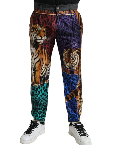 Shop Dolce & Gabbana Multicolor Tiger Print Loose Denim Men's Jeans