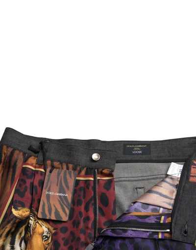 Shop Dolce & Gabbana Multicolor Tiger Print Loose Denim Men's Jeans