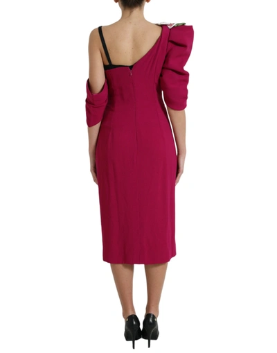 Shop Dolce & Gabbana Elegant Purple Silk Midi Sheath Women's Dress